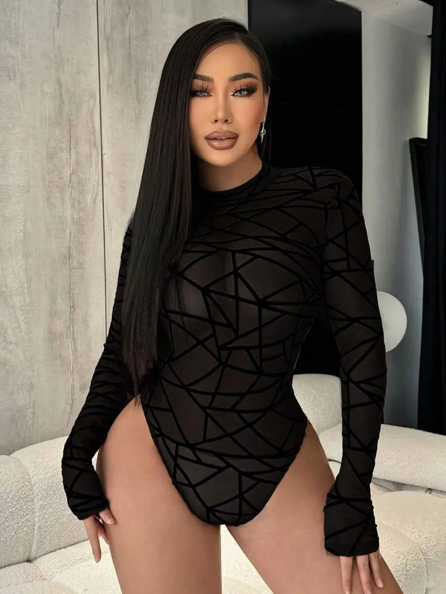 Women Plus Size Gothic Punk Spider Web Hollow Out Knit Sweater - Black Grunge Long Sleeve Fall Winter Halloween Party Night Out Evening Pullover Top