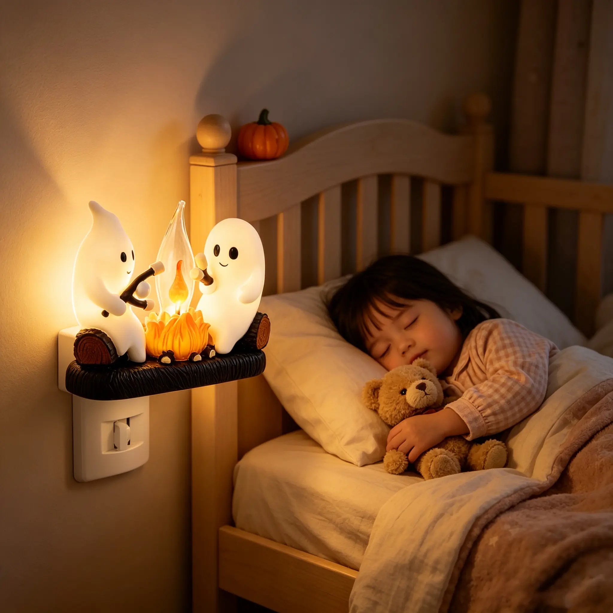 Ghost Design Night Light, 1 Count Desktop Ornament Light, Decorative Light, Novelty Lighting for Home Bedroom Living Room, Halloween Decor Accessories