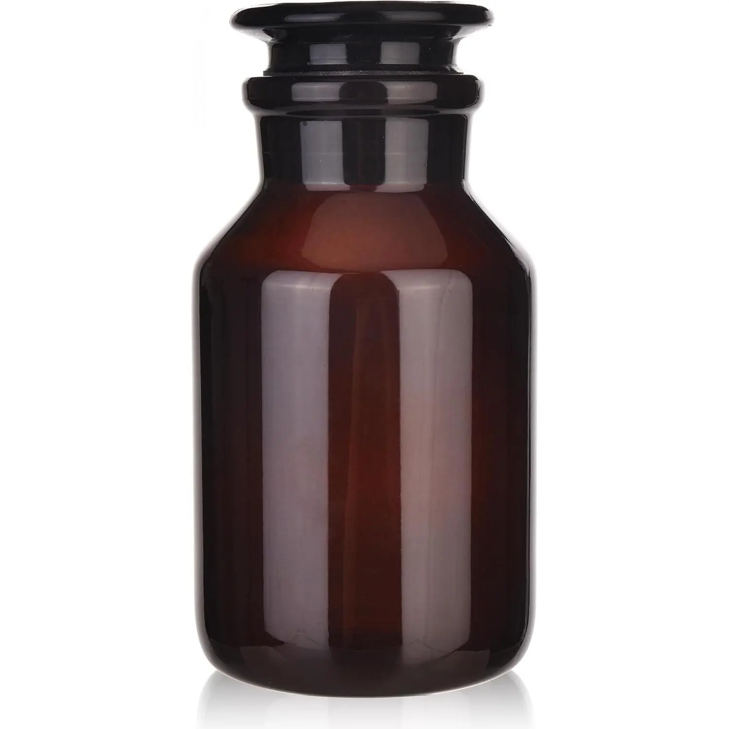 Glass Bottle,Lab Wide Mouth Reagent Bottle,Amber Glass Reagent Bottle,500ml Borosilicate Glass Bottle With Glass Ground Stopper (500ML)