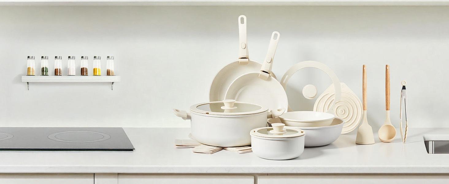 [FLASH SALE | ROVSUN ] 22 Pcs Nonstick Pots and Pans Set with Detachable Handles