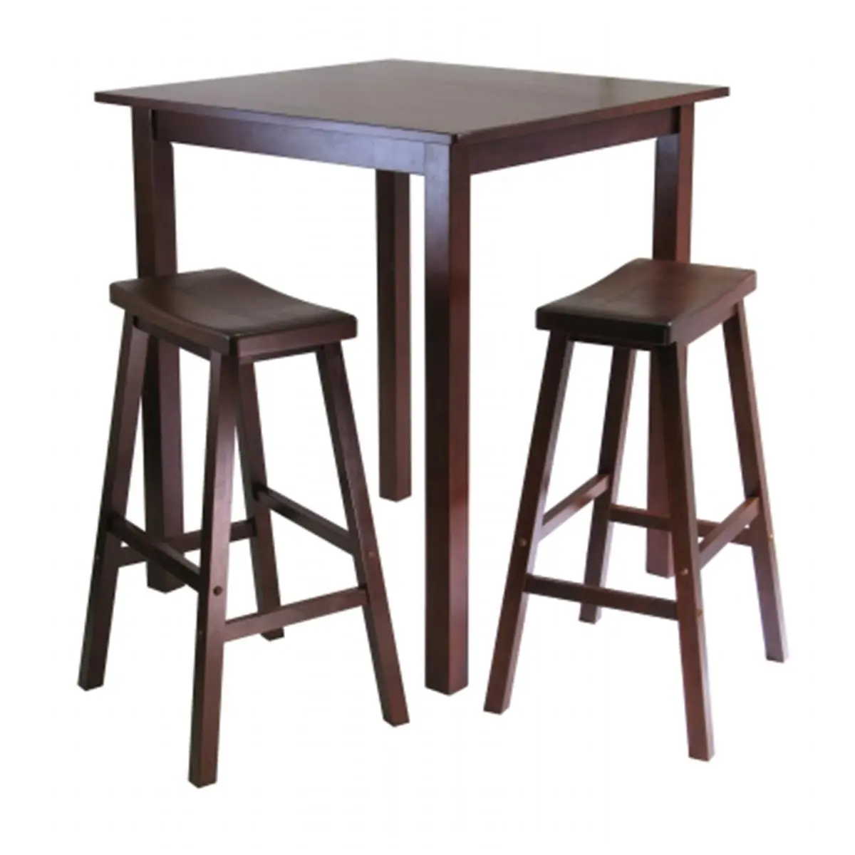 Winsome Parkland 3-Piece Square High-Pub Furniture Sets Table with Stools, Commercial Office Furniture, 33.86" x 33.86" x 38.98", Antique Finish, Assembly Required