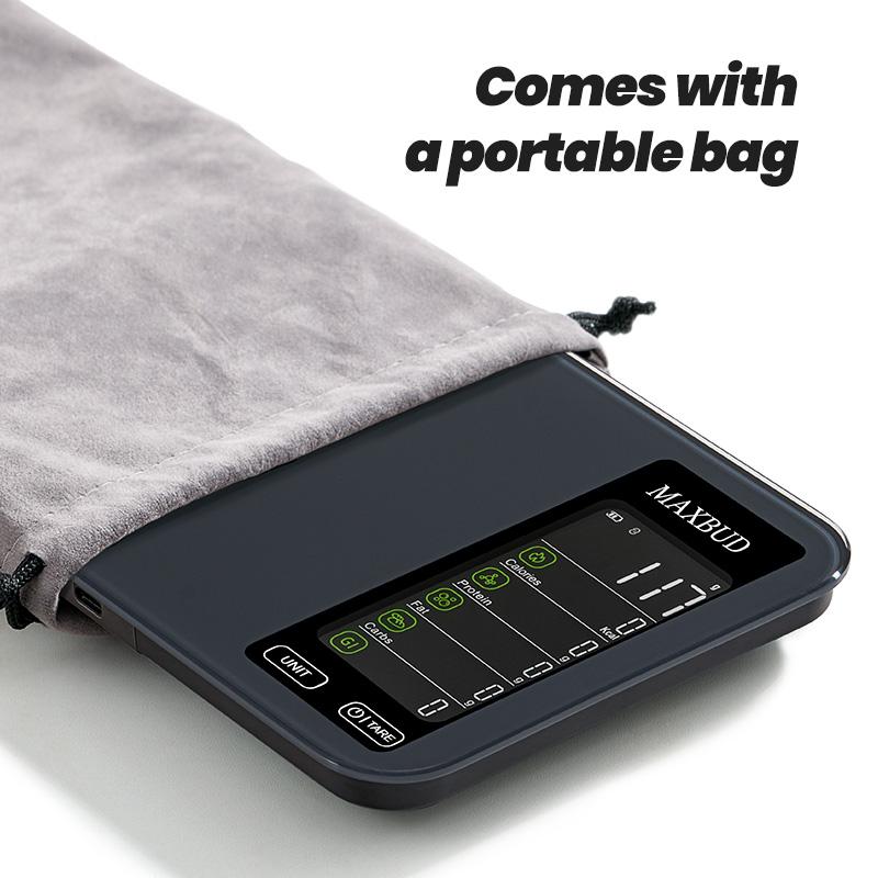 MAXBUD AI Nutrition Scale with APP Function, Food Ai Scanning for 19 Nutrients, Rechargeable Glass Design for Fitness & Travel, Food Nutritional Scale