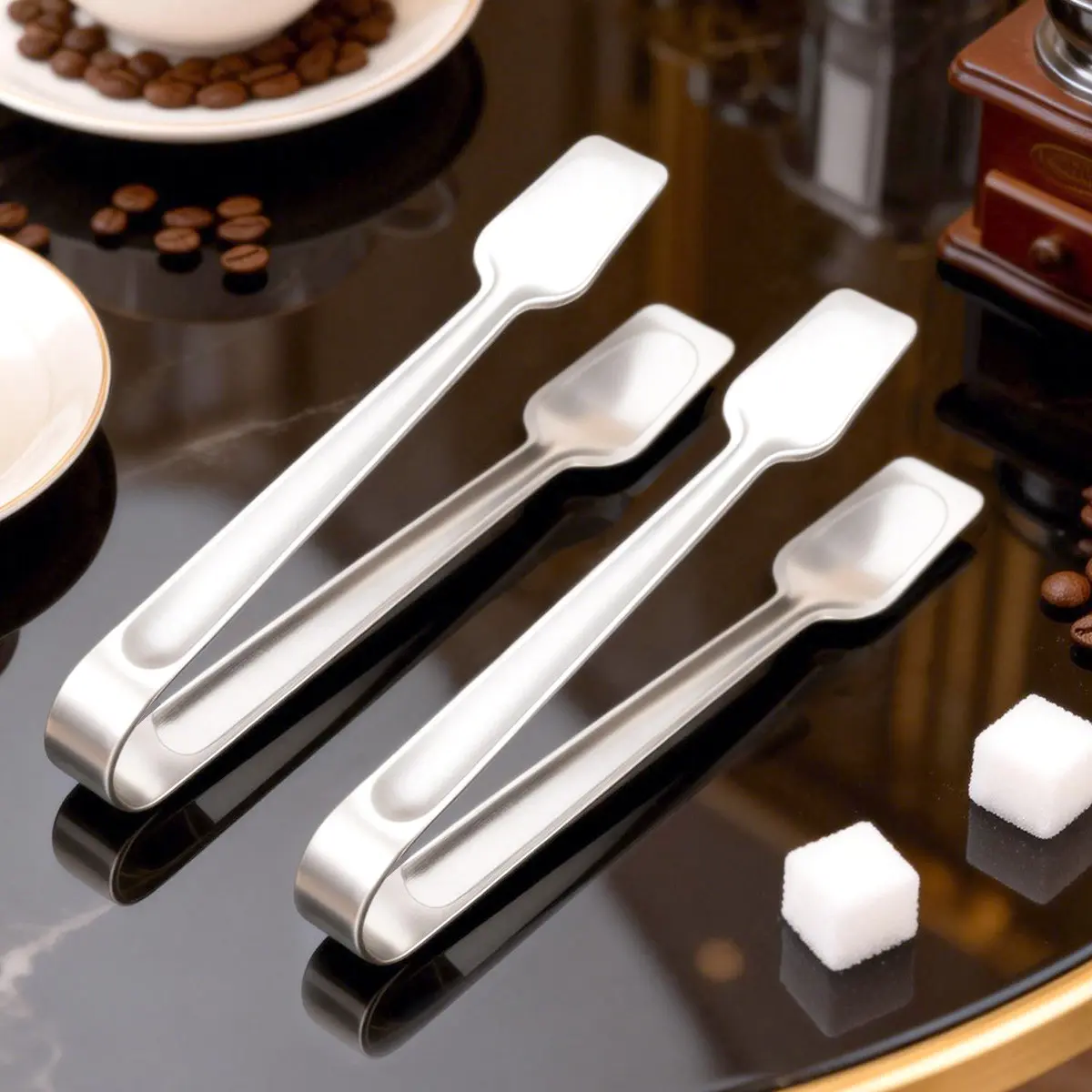2 Pack Ice Tongs Mini Sugar Tongs, 5 Inch Stainless Steel Serving Tong for Food, Kitchen Tong for Appetizers, Tea Party, Coffee Bar, Desserts, Kitchenware Utensils