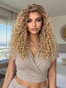 13x4 Large Lace Curly Hair Wig, Natural Look Comfortable Wear, Suitable for Daily Use & Special Occasions, Curly Blonde Wig