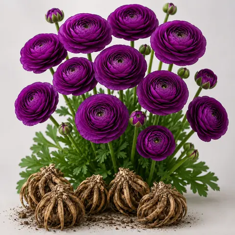 CZ GRAIN Purple Ranunculus Bulbs for Planting - Colorful Whimsical Garden Corms, Easy-to-Grow Cutting Blooms for Borders, Containers (Ideal for Grow Flowers Garden Projects)