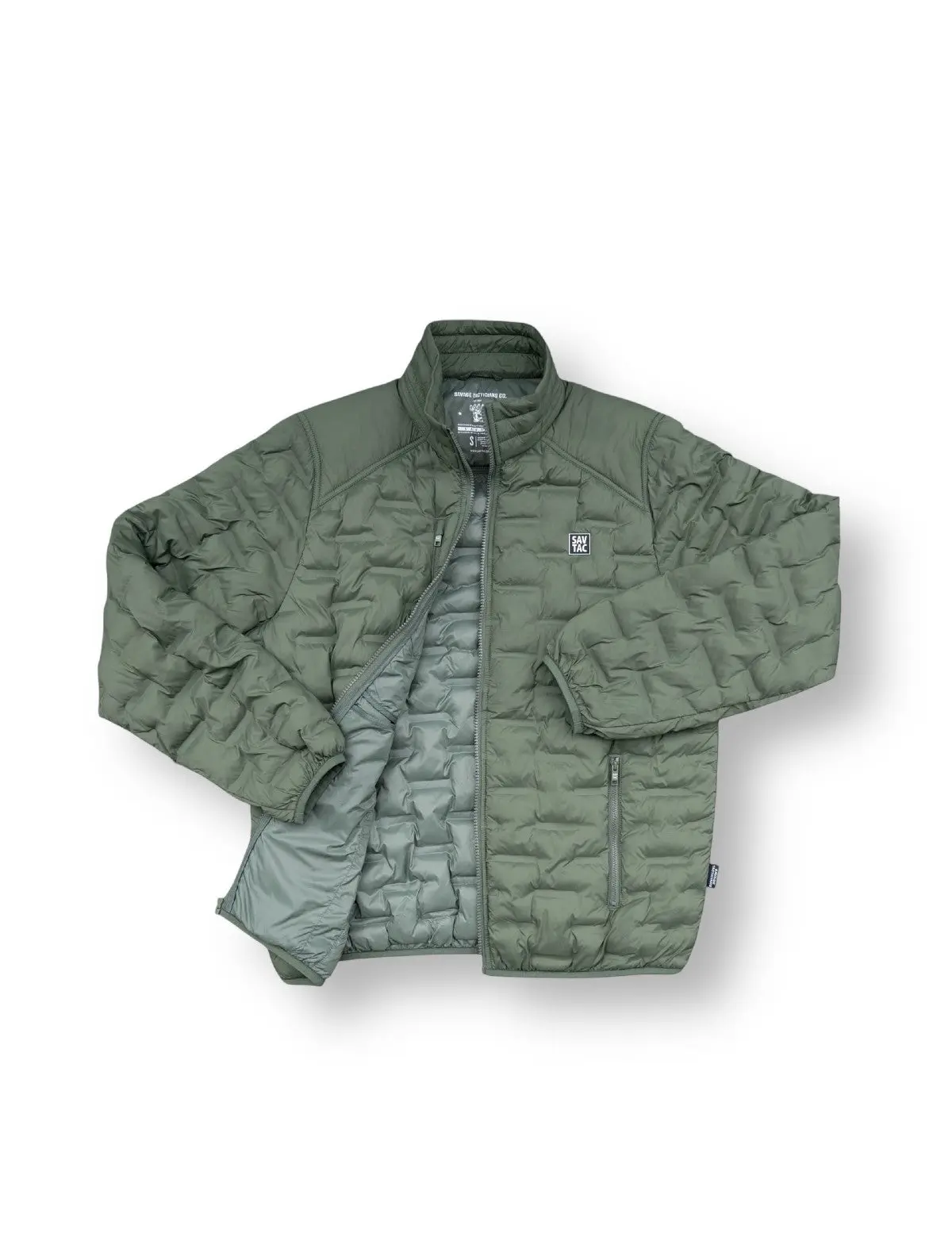 Men's Moss Green Puffer Jacket - Lightweight and Packable Outerwear with Elastic Cuffs and Multiple Secure Zippered Pockets, Menswear, Coats