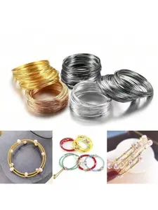10 PCS Set memory steel wire bracelet loops, 0.6 mm diameter wire, 6 cm diameter hoops. Gold/silver/white gold round DIY bracelet making accessories, jewelry material, metal wire