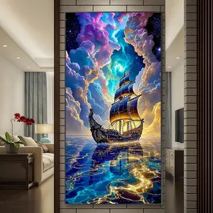 Star Turbine Sail Diamond Painting Kit, Mosaic Craft Set, Beginner Friendly 5D DIY Art Tool, Round Full Diamond Gem Drawing Gift, Diamond Art Tools, Wall Art Painting, Handicraft