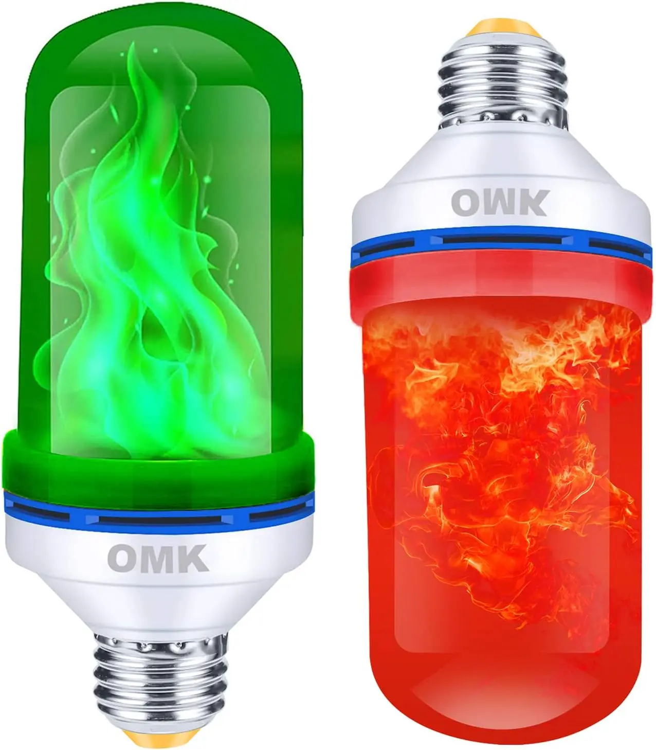 - LED Christmas Decorations Flame Effect Light Bulbs - Upgraded 4 Modes Two-Tone Fire Simulated Lamps - Holiday/Christmas Gifts/Party/Indoor/Outdoor Decoration Lights (2Pack)