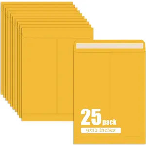 25 Pack 9 x 12 Brown Manilla Envelopes, Letter Size Self-Seal Large Manila Envelopes for Office Business, Home Organization and Storage