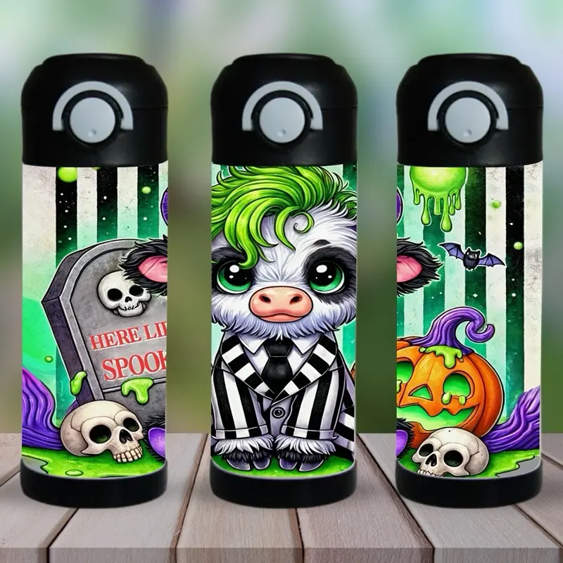 Beetlejuice Baby Cow 12 oz kid Tumbler - BPA Free, stainless steel, Leak proof, durable, with clear lid