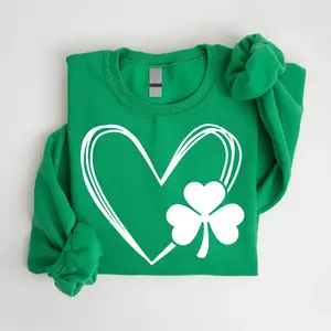 St Patricks Day Heart Sweatshirt, Shamrock St Patricks Day Sweatshirt, Cute St Patricks Day Sweater, Gift For St Patricks Day, Irish Shirt - LORA ATCHER