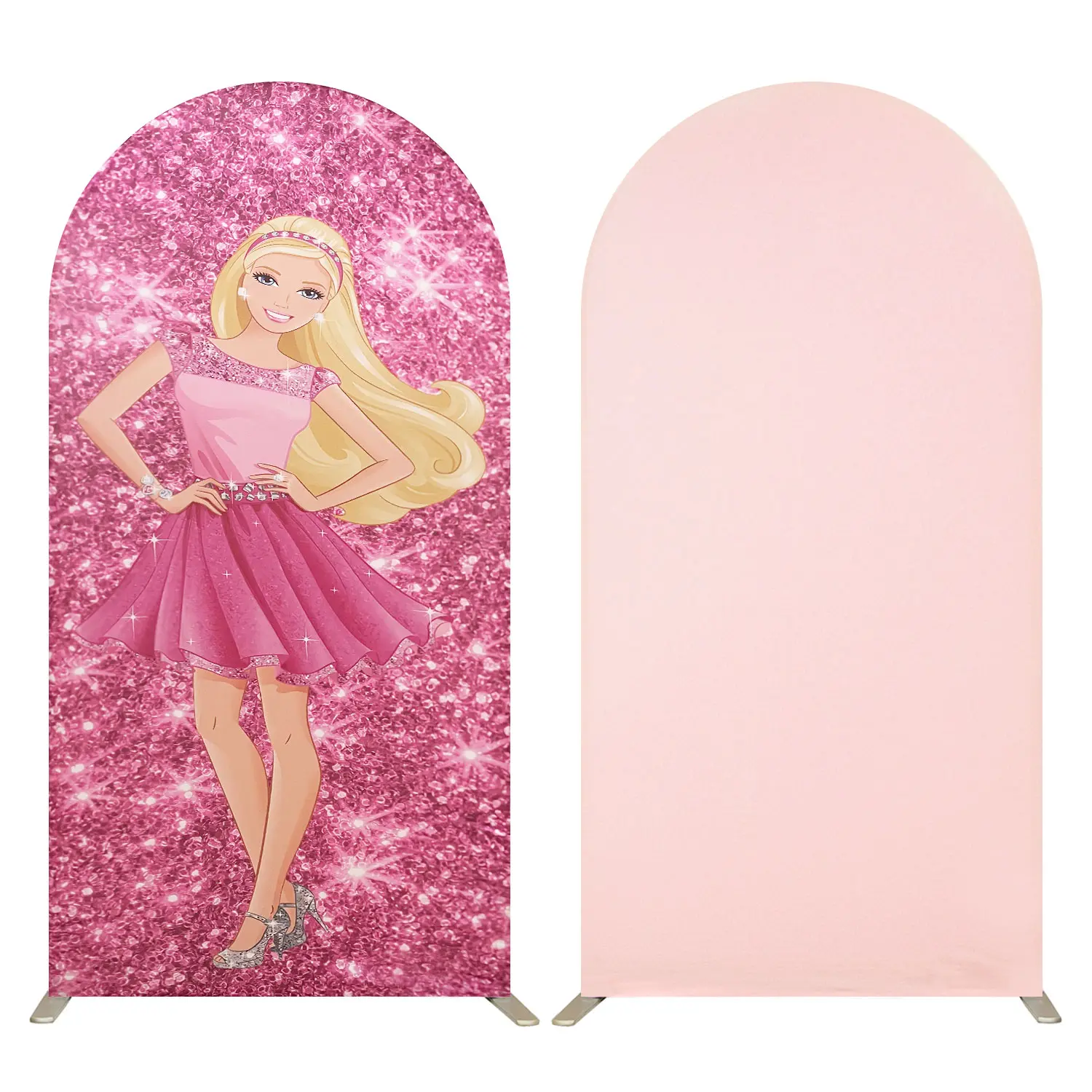 Princess Pink 6.56 FT Arch Backdrop Cover Spandex Wedding Arched Backdrops for Baby Shower Bridal Shower Birthday Party Gender Reveal Decoration Photo Photography