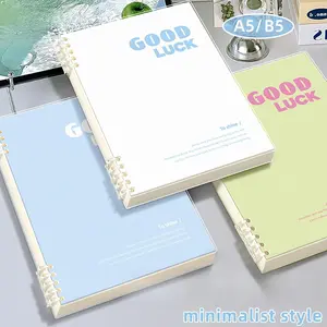 Good Luck Spiral Notebook, for Writing, Planning & Journaling — B5/A5 Lined Notebook — 120 Pages Smooth Writing, White Pink, Blue, Green Aesthetic Cover