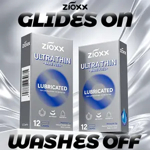ZIOXX Ultra Thin Condoms – 12 Count, Bare Feel, Hyaluronic Acid Lubricated, SKINFIT Natural Latex