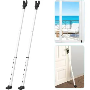 Upgraded Door  Bar & Sliding Door Lock Bar,Door Stoppers,Adjustable Heavy Duty Door Jammer for Apartment,(2 Packs,White)
