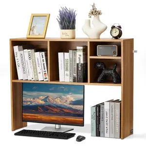 【fathersdaygift】VEVOR Desktop Bookshelf, 1-Tier Wood Desktop Storage Organizer, 37" x 9.4" x 28.7" Office Storage Rack Wood Display Shelf, Desktop Bookshelf Hutch with Anti-Slip Feet Pads, for Office, Home & Dorm