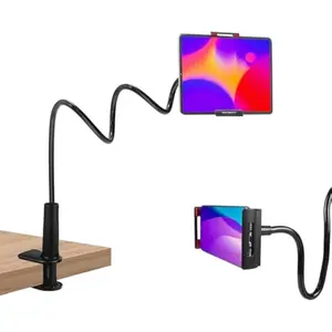 Lazy Bracket Gooseneck Tablet Holder for Bed, 360 Flexible Long Arm Adjustable Tablets Stand Clamp for Desk Phone Mount, Compatible with iPad 4.7" - 10.5" Tablet Gooseneck Holder Cell Phone Stand
