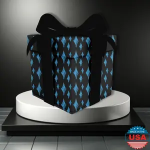 Black and Blue Wrapping Paper: Chalk-Blue Diamond Pattern, Goth Gift Wrap