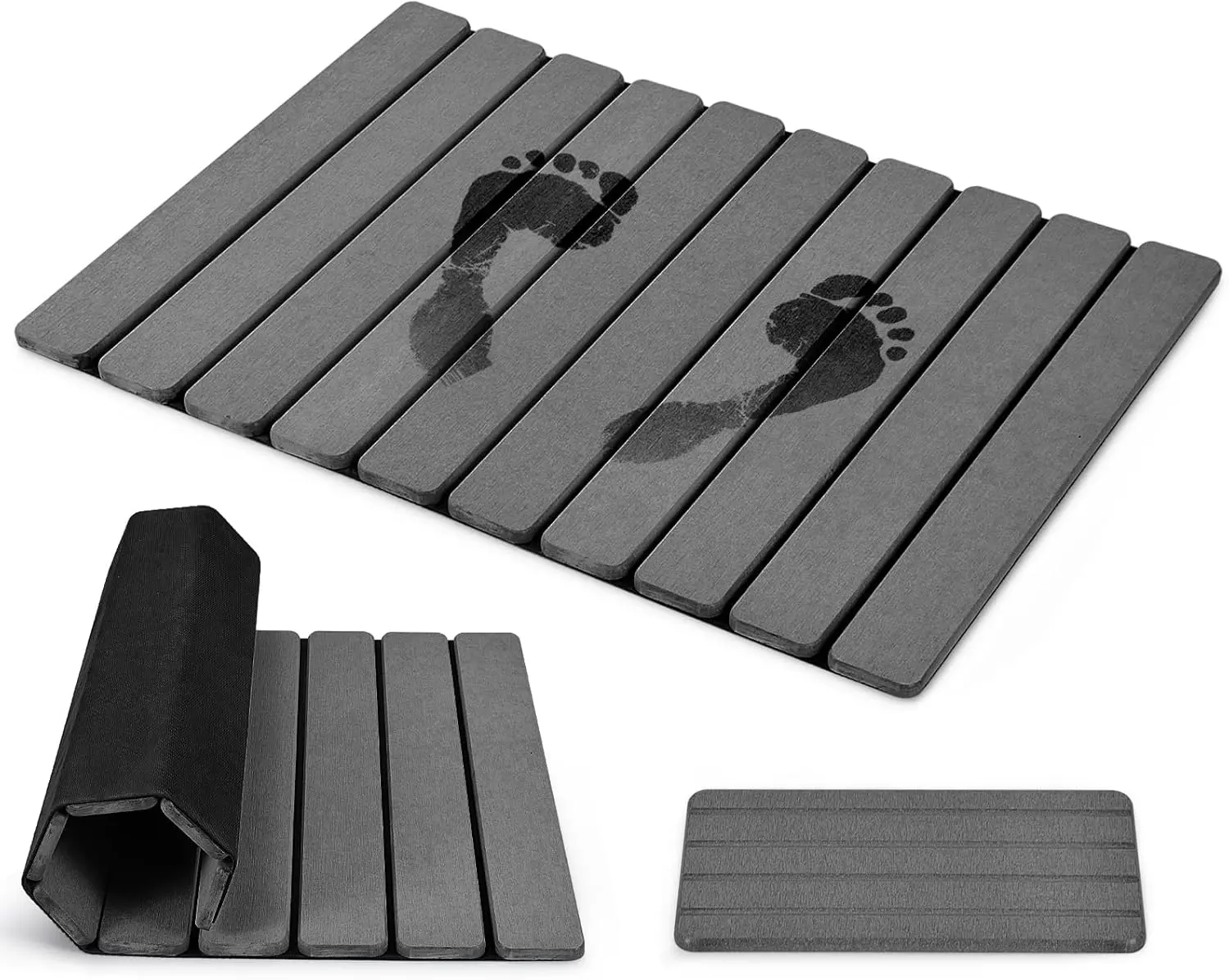 Foldable Diatomaceous Earth Stone Bath Mat, Light Grey Quick Dry Absorbent Shower Floor Mat, Non Slip Easy Clean Diatom Bath Rug, Compact Foldable Storage Bathroom Mat for Small Bathrooms(( 31.50 in × 15.75 in)