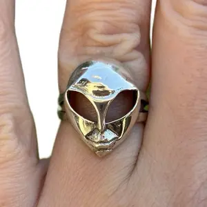 Sterling Silver Alien Extra-Terrestrial Face Ring