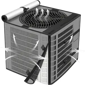 2 in 1 Full Mesh Air Conditioner Cover, 34" W x 34" D x 30" H Breathable Mesh AC Covers for Outside, Air Conditioner Covers for Outside with  Top AC Cover for  Seasons, Black