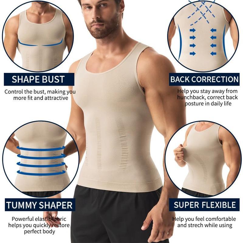 Mens Body Shaper Vest, Gynecomastia Compression Shirts, Tummy Control Sleeveless Undershirts Tummy Control and Body Shaper Tank TopGift