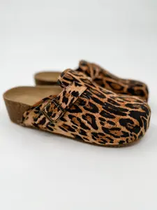 MIA Fiercely Free Faux Suede Leopard Platform Clogs