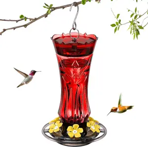 Hummingbird Feeder for Outdoors Hanging Ant and Bee Proof, 6 Feeding Ports & Built-in Ant Moat, Outdoor Garden Decor, Birds Feeder outdoor