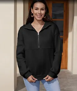 SDEER Women's Hooded Hoodie with Zipper - Black Fleece Fashionable Hoodie for Cold Weather