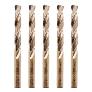 M35 Cobalt HSS Jobber Length Twist Drill Bit with Straight Shank, Heavy Duty, Drilling for Cast Iron, Heat-Treated Steel, Stainless Steel and Other Hard Materials, 10 pcs, 1/2"