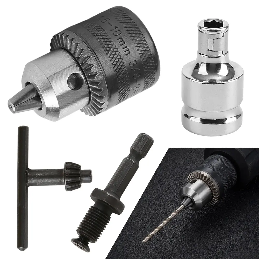 3/8” Drill Chuck Adapter | Chuck Drill for Impact Drivers with 1/4 Inch Quick Change Shank | Drill Converter Includes 1/2-Inch Adapter for Impact Guns | Hex to Chuck Drill Bit Adapter