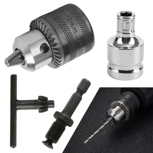 3/8” Drill Chuck Adapter | Chuck Drill for Impact Drivers with 1/4 Inch Quick Change Shank | Drill Converter Includes 1/2-Inch Adapter for Impact Guns | Hex to Chuck Drill Bit Adapter