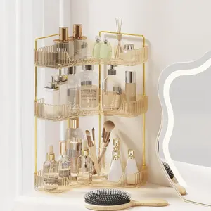 Large-capacity space-saving desktop corner transparent storage rack - Three-tier storage rack is perfect for storing cosmetics, daily skin care products, and cosmetic storage rack kitchen gadget clearance perfume organizer vanity shelf multifunctional