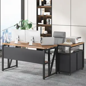 Tribesigns 55" Executive Desk with Reversible File Cabinet, Large L-Shaped Office Desk with Drawers, Business Furniture Workstation for Home Office