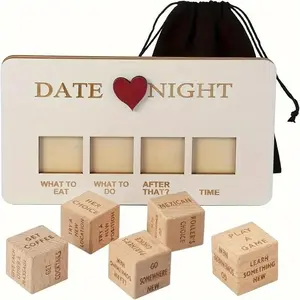 Romantic Christmas Night Wooden Dice Game Set for Couples - This portable and creative wooden dice game set is the perfect romantic gift for husbands, wives, girlfriends, or boyfriends. It comes with a storage bag (containing 5 dice).