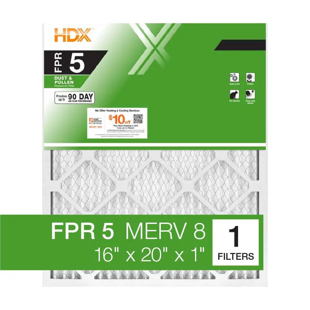 16 in. x 20 in. x 1 in. Standard Pleated Air Filter FPR 5, MERV 8