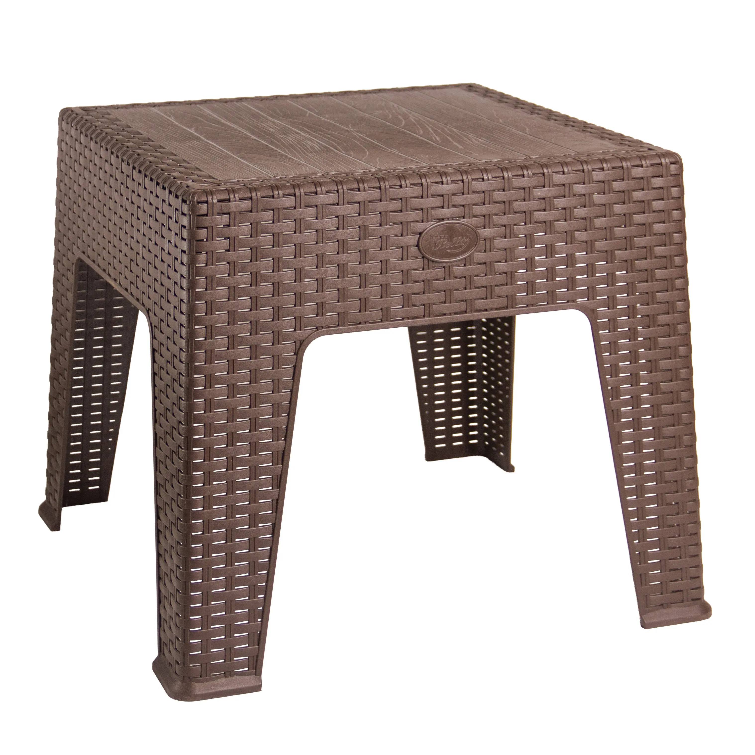 Bellin All-Weather Rattan Look Side Table, Indoor Outdoor, Brown UV-Resistant, Easy Clean, Lightweight Stable Design