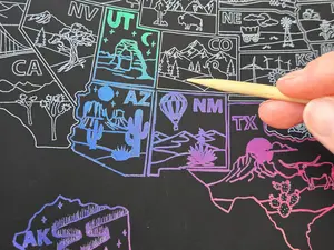 US Scratch Off Poster, Scratch Art Map, United States Bucket List, 50 States Traveled