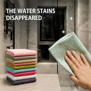 10 Counts Magic Fish Scale Cleaning Cloths, Lint Free Streak Free Microfiber Polishing Towels, Reusable Absorbent Wiping Rags for Glass Mirror Window Car Home Kitchen Multipurpose Use