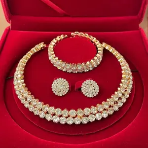 3-Piece Elegant Crystal Jewelry Set Sparkling Floral Necklace Tennis Bracelet & Earrings for Weddings Daily Wear Celebrations Accessories for Women Christmas Gifts for GF