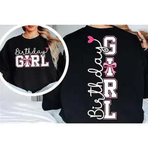 Women's Birthday Girl Bow Coquette T-Shirt, 100% cotton Pink Bow Graphic Tee for Birthday Gift