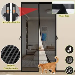 Upgrade Storage Hook, Summer Mosquito-Proof Breathable Mesh Door Curtain, Diamond Mesh Magnetic Door Curtain, Fashion No-Hole Home Use
