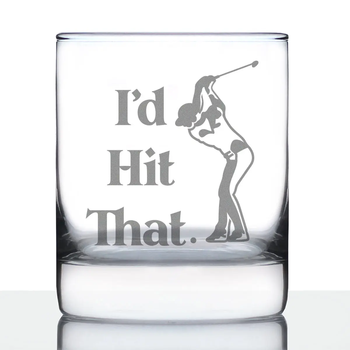 Whiskey Rocks Glassware Drinkware - "I'd Hit That" Golf Themed Gift, 10.25 Oz Sports Decor Glass