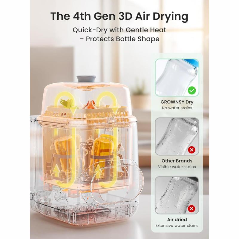 Grownsy Bottle Washer Pro - All in One Machine for Easy Cleaning - Sterilizer and Dryer for Baby Bottles, Pump Parts, and Sippy Cups./b01