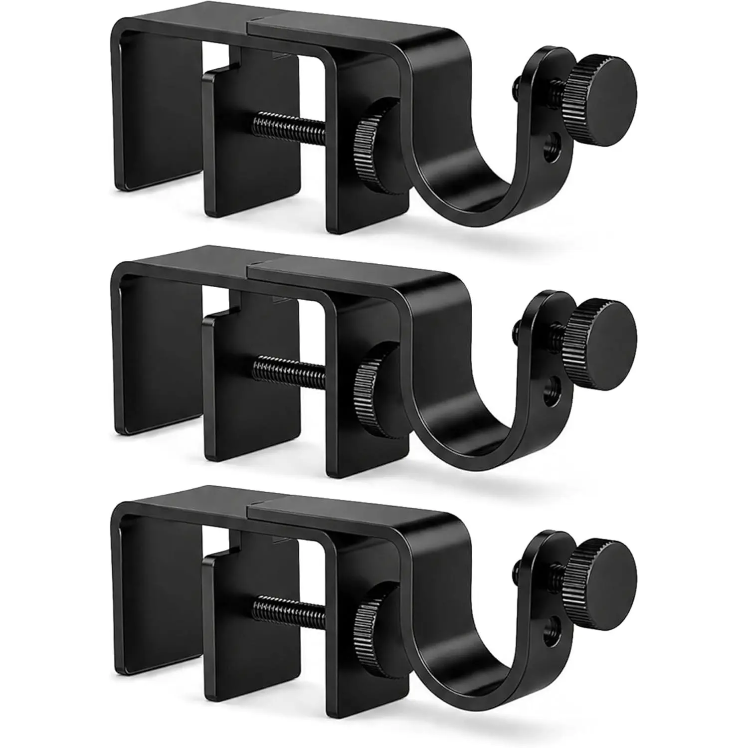 Over-Blinds Rod Brackets for Outside-Blinds, Black 3-Pack| Fits 1.3-2" Rectangular Headrails, Tool-Free No-Installation, No Wall Damage, for Apartments & Rentals