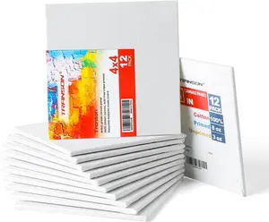 Transon Artist Canvas for Painting MDF Board Painting Canvas No Warping 12Pack Acid-free Primed
