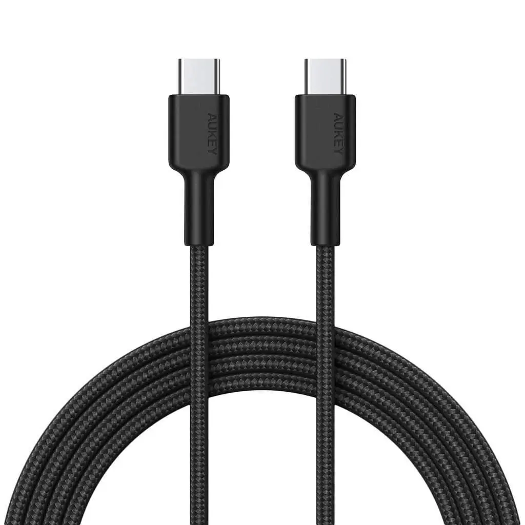 Aukey USB-C to USB-C Cable 2.0 - 0.9m (CB-CD45) (black) 56 Kohm braided nylon cord Connector Devices smartnfccase