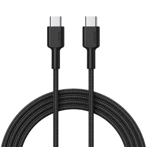 Aukey USB-C to USB-C Cable 2.0 - 0.9m (CB-CD45) (black) 56 Kohm braided nylon cord Connector Devices smartnfccase