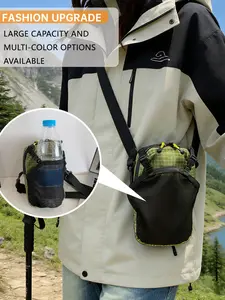 Outdoor Cycling Water Bottle Crossbody Bag, Multi-Compartment, Compact Design, Adjustable Strap, Small Fabric Bag for Parties, Travel, Daily Use
